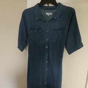 Denim button up dress NWT